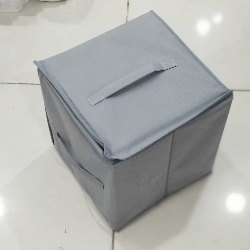Foldable Cube Non-Woven Storage Box with Cardboard Support for Easy Organization