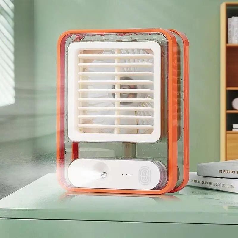 Rechargeable Battery Operated Mini Usb Fan With Mist Water Spray Mini Cooler With Led Night Light Mini Ac Personal Air Cooler Desk Fan For Office Kitchen Home