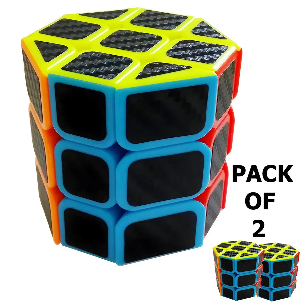 Pack Of 2 Colorful Octagonal Shaped Puzzle Cube Toys (3x3x3) - Arfa Mart