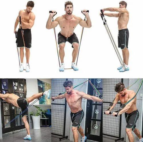 11 PCS Resistance Bands Set Fitness Puller Yoga Training Rope Strength Resistance Belt Sport Home Gym Workout Elastic Pull Rope - Arfa Mart