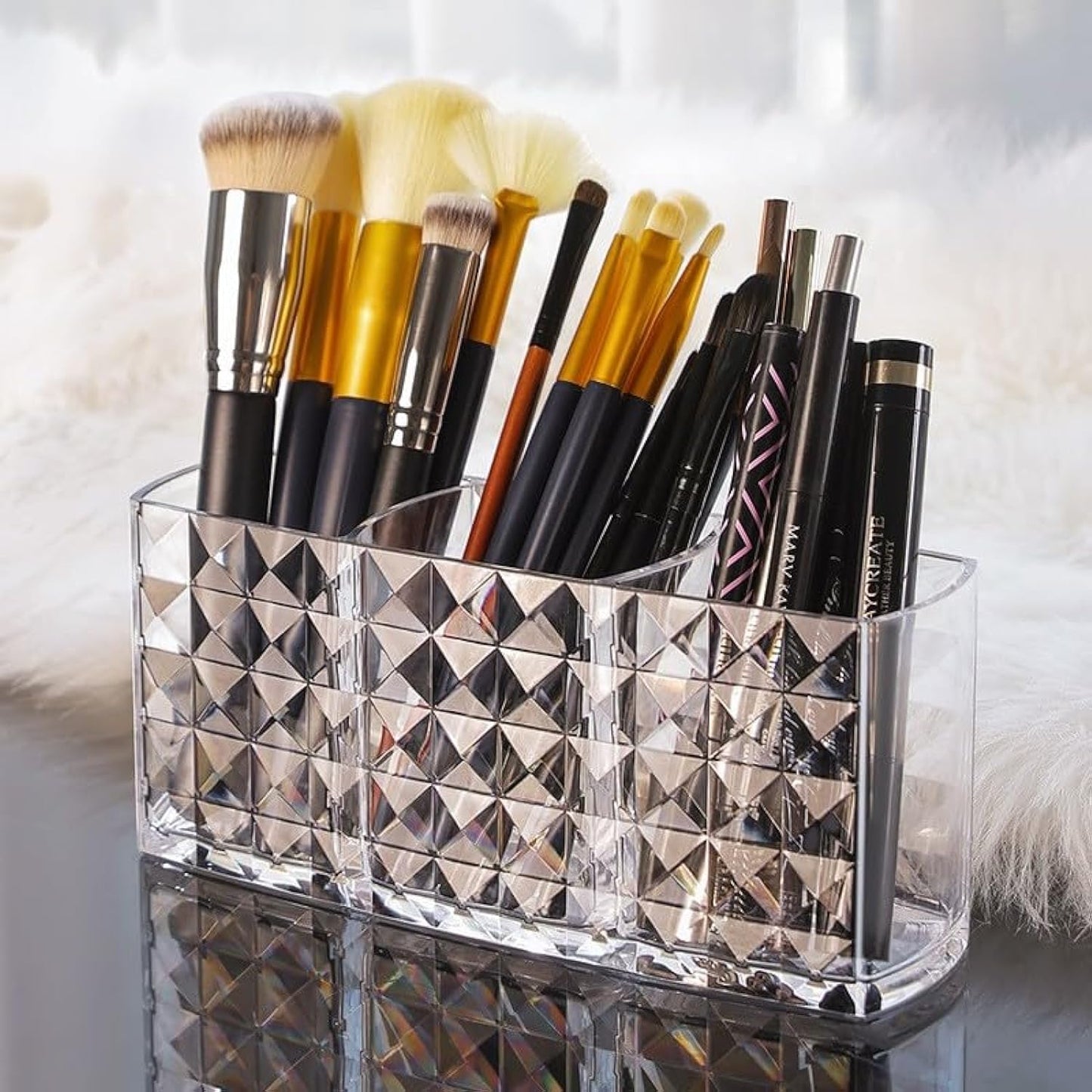 Arcylic 3 Part Cosmetic Brush Holder