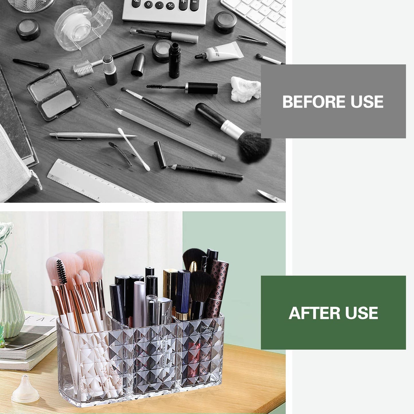 Arcylic 3 Part Cosmetic Brush Holder