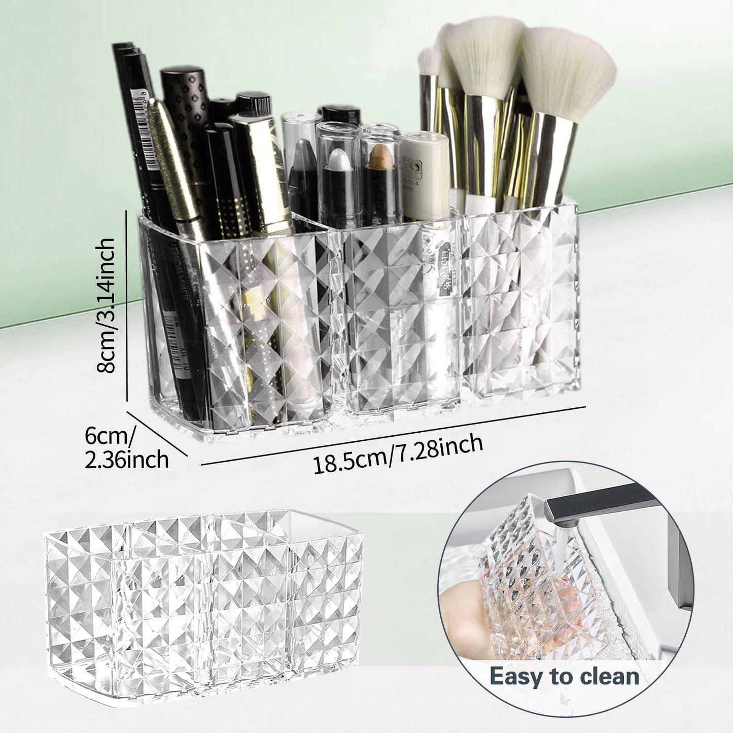 Arcylic 3 Part Cosmetic Brush Holder