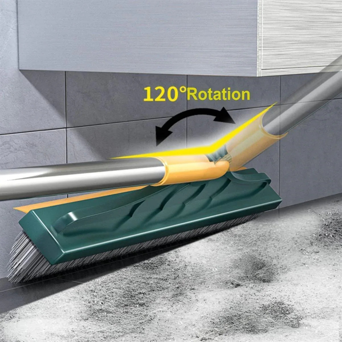 2 In 1 Multi-Functional Rotating Floor Scrub Brush With Long Handle - Arfa Mart