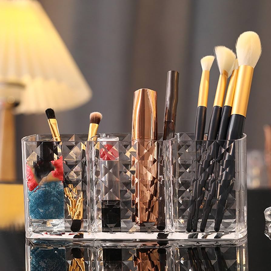 Arcylic 3 Part Cosmetic Brush Holder