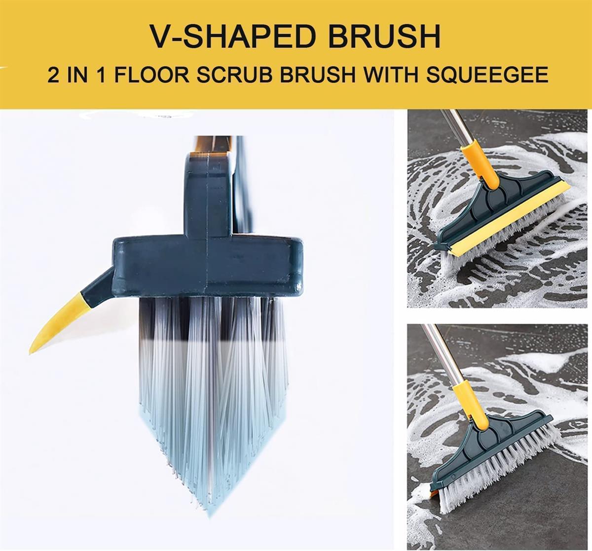 2 In 1 Multi-Functional Rotating Floor Scrub Brush With Long Handle