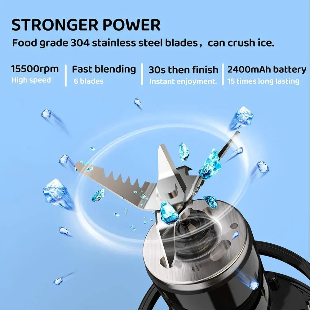 Portable Powerful Rechargeable 380ml Juicer Blender - Arfa Mart