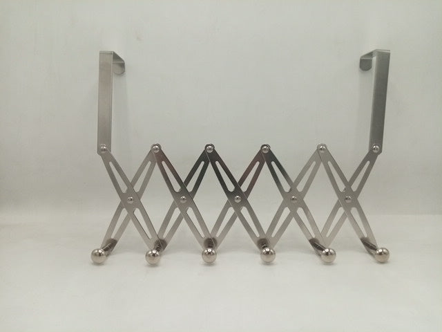 Stainless Steel Retractable Door Hanger with 6 Hooks for Indoor Use