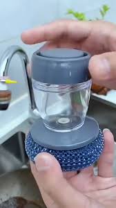 Kitchen Soap Dispensing Palm Brush with Scrubber and Soap Dispenser for Easy Cleaning