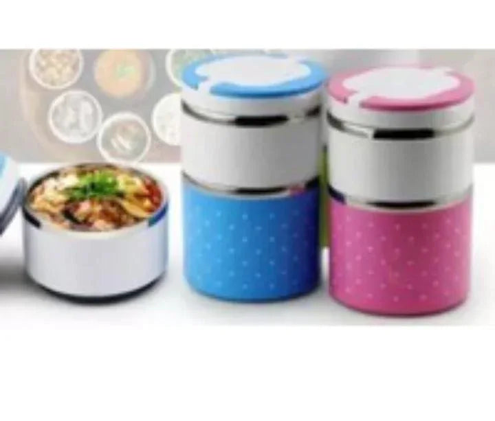 2 layers thermal food container stainless steel lunch box - Arfa Mart