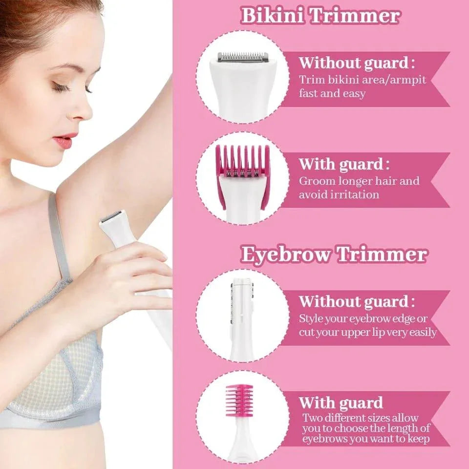 5 In 1 Women Epilator Body Hair Removal Shaver Female Electric Shaving Machine Bikini for Eyebrow Underarm Clipper Mini Trimmer - Arfa Mart