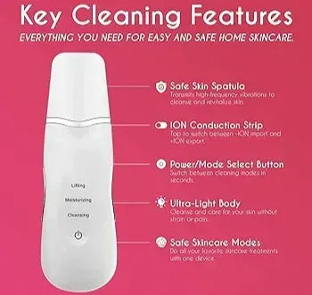 Skin Scrubber Deep Vibrate Facial Cleaner Shovel Spatula Not Ultrasonic Face Scrubber Peeling Blackhead Remover Facial Massager - Arfa Mart