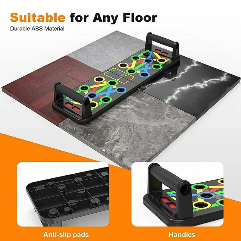 Folding Push-up Board Chest Expansion Adult Multi-mode Adjustable with Chest Abdomen Back Partition Core Muscle Exerciser - Arfa Mart