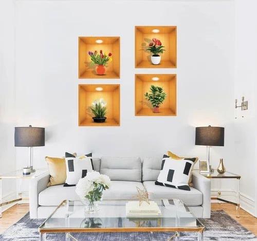 3D Flower Pot Look Wall Stickers