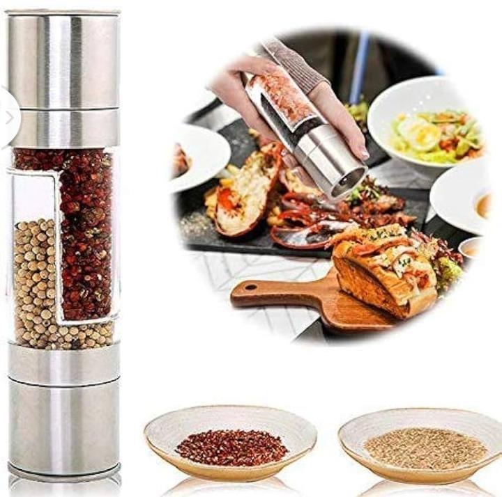 Salt & Pepper Grinder double option 2 in 1 manual stainless steel+Acrylic