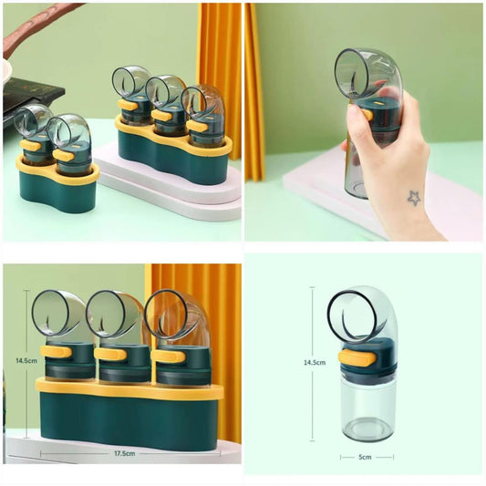 Set Of 3pcs Spice Bottles With Stand