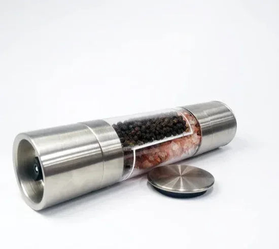 Salt & Pepper Grinder double option 2 in 1 manual stainless steel+Acrylic - Arfa Mart
