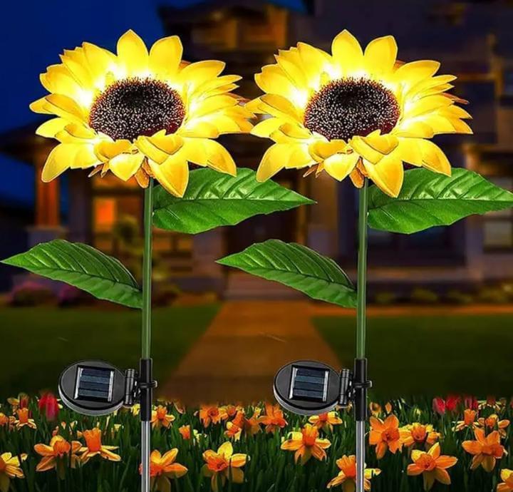 1pcs sunflower solar light waterproof led solar powered sunflower lights led outdoor garden patio lawn decoration