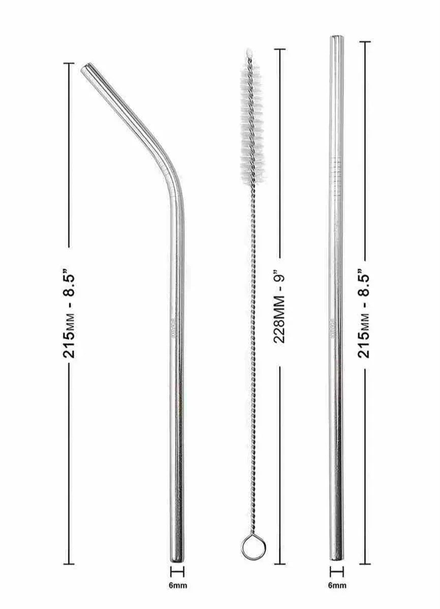 5 Pcs Stainless steel straw with 3 Packs - Arfa Mart