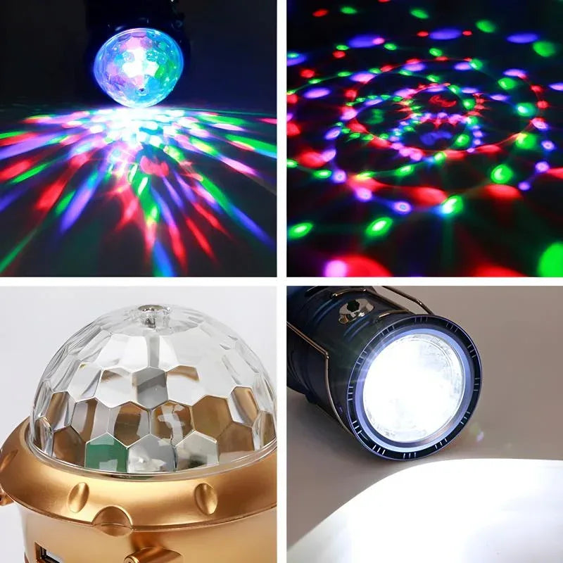 XF-5858 Magic Cool Camping Light With USB Output, Flashlight, And Stage Lighting - Arfa Mart