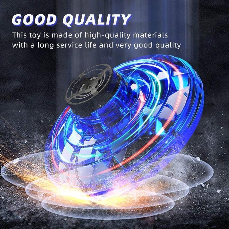 Mini Flying Spinner Luminous UFO Drone Hand Operated Flyorb Fly Fidget Toys Children Kids Adult Christmas Birthday Gift - Arfa Mart