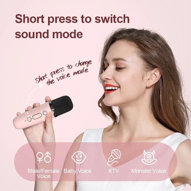 Mini Mic Subwoofer Portable Karaoke Machine Adults kids Bluetooth Speaker System with 1 Wireless Microphones Music Player