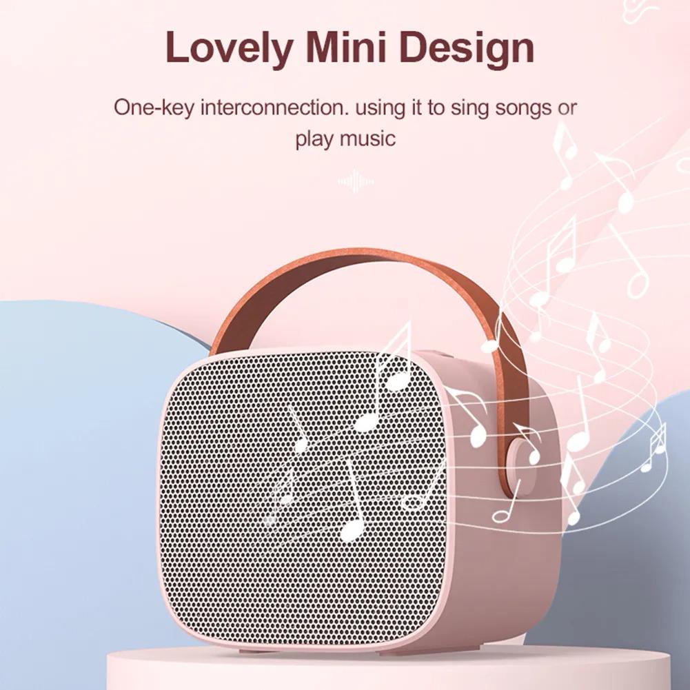 Mini Mic Subwoofer Portable Karaoke Machine Adults kids Bluetooth Speaker System with 1 Wireless Microphones Music Player