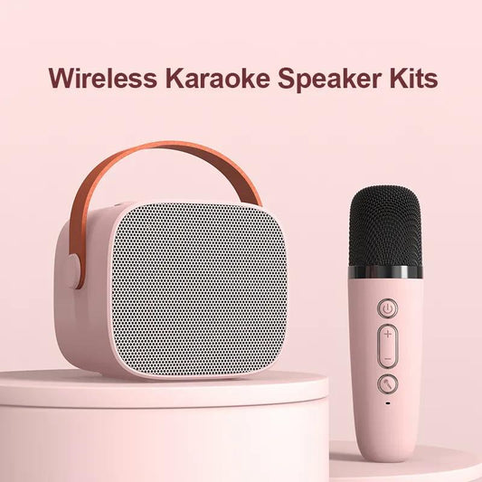 Mini Mic Subwoofer Portable Karaoke Machine Adults kids Bluetooth Speaker System with 1 Wireless Microphones Music Player