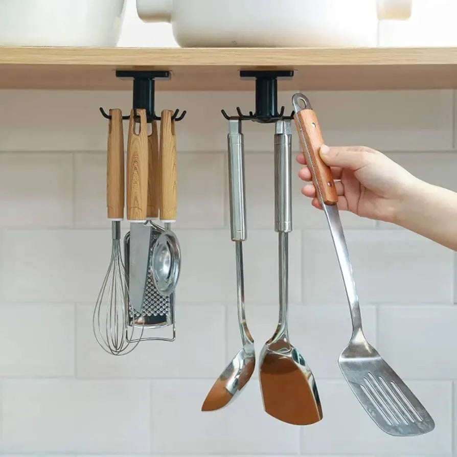 360 Rotated kitchen Hooks Self Adhesive - Arfa Mart