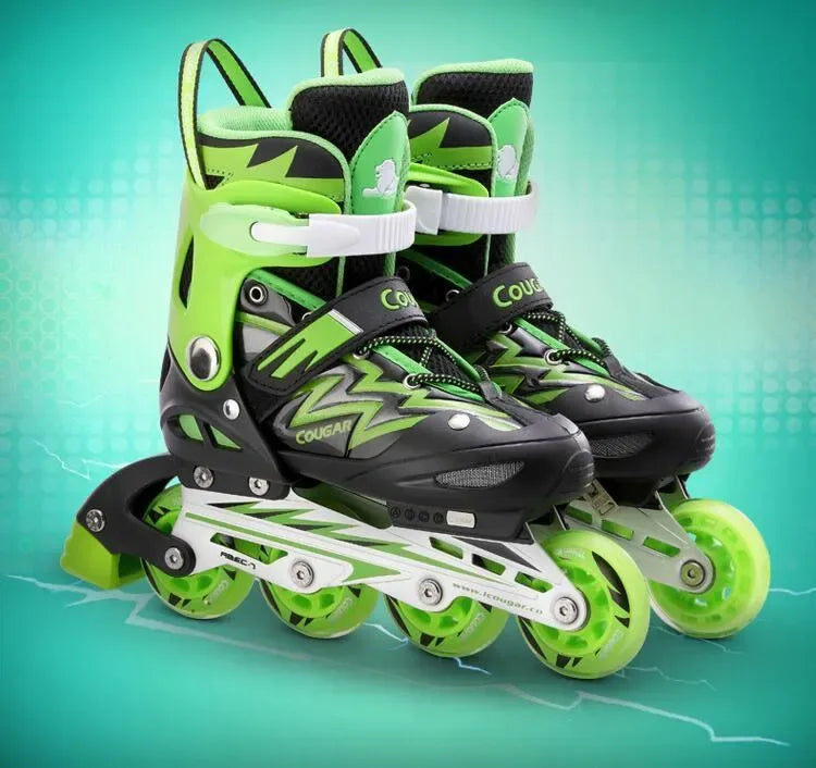 Adjustable Children Single Four-Wheel Roller Skates Skating Shoes - Arfa Mart