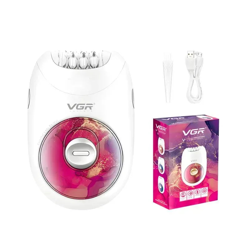 VGR V-706 Professional Rechargeable Electric Lady Epilator Hair Removal Machine - Arfa Mart