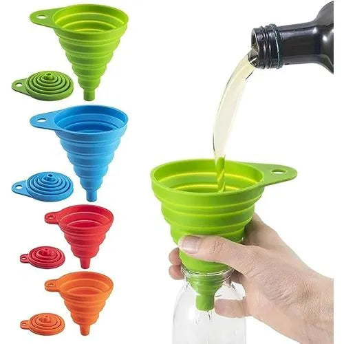 3 Pcs Silicone collapsible funnel