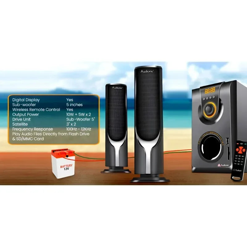 Audionic AD-7000 Plus 2.1 Channel Speakers with 5 Inch Subwoofer - Arfa Mart