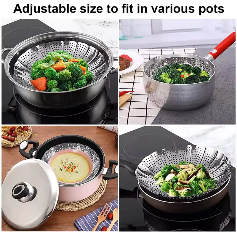 Foldable Steel Fruits Vegetables and Steamer