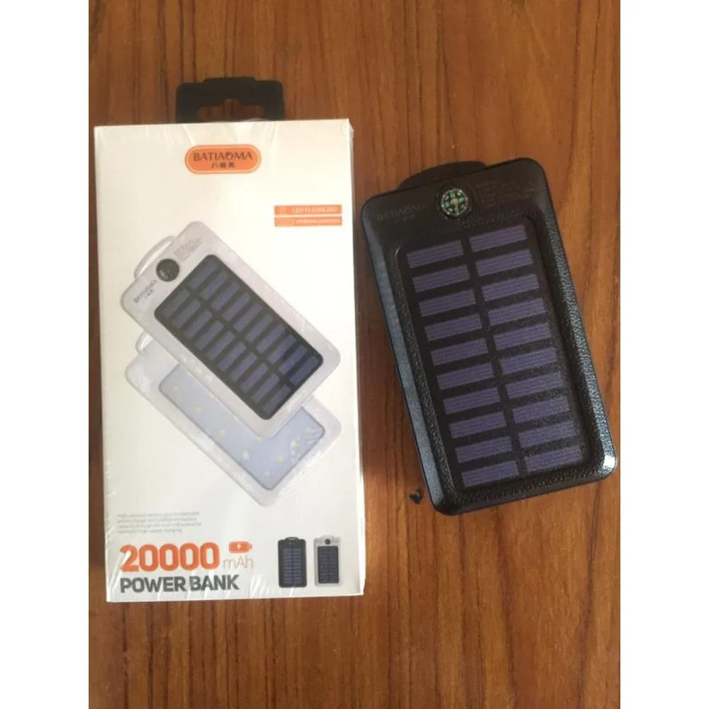 Batiaoma 20000mAh Solar Power Bank Portable Fast Charging With LED Light