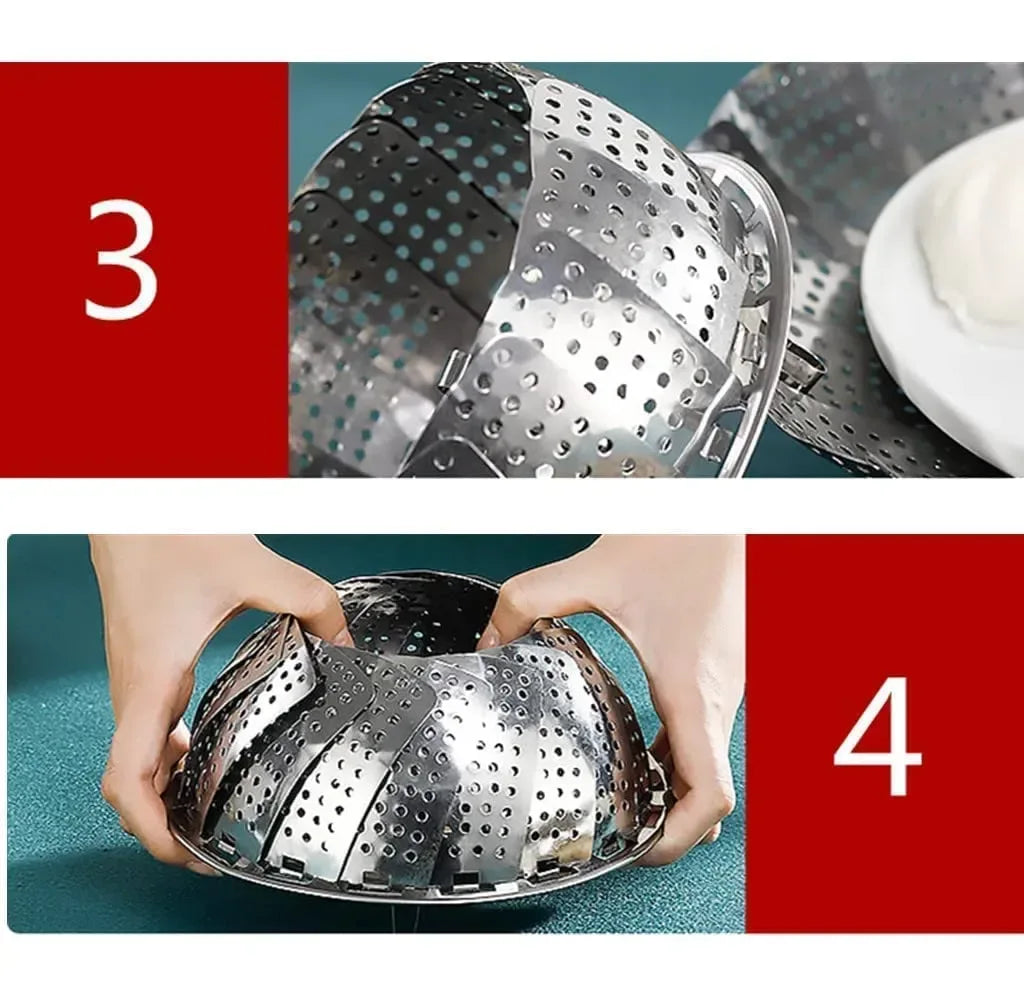 Foldable Steel Fruits Vegetables and Steamer - Arfa Mart