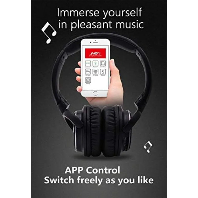 NIA Q1 Bluetooth 4.2 Overhead Stereo Headphones with FM Radio and MicroSD Support