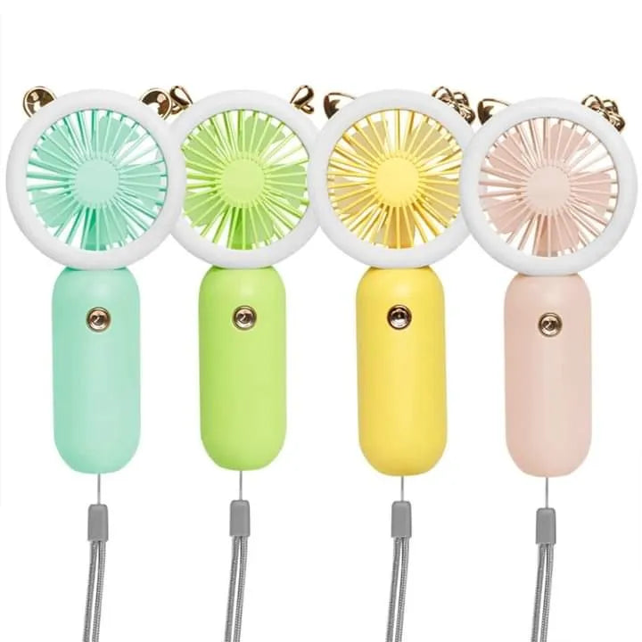 USB Handheld Mini Fan with light Cartoon Mute Fan