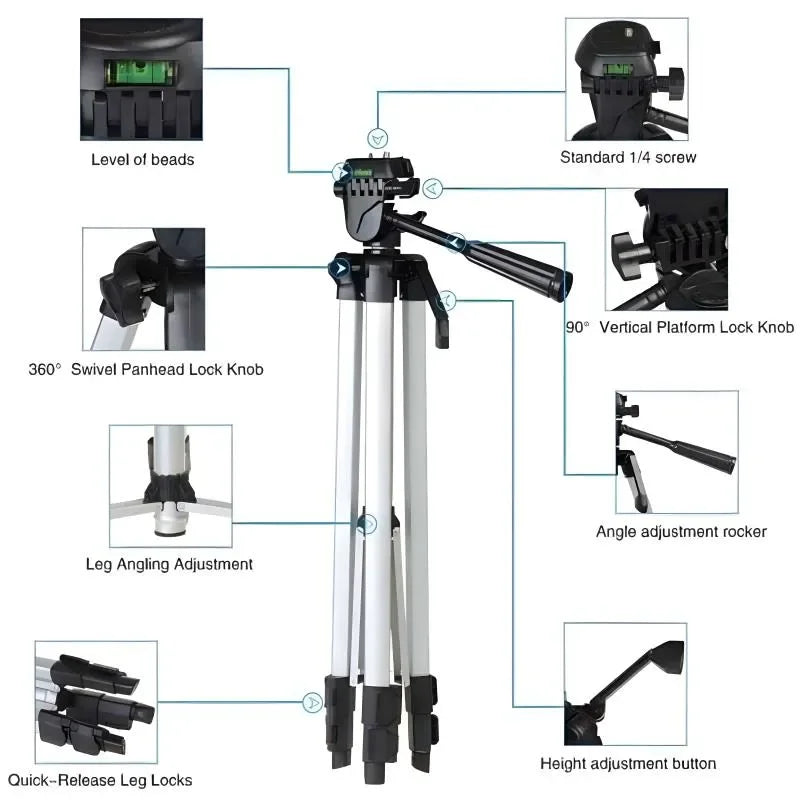330A Multi-Functional Professional Lightweight Portable Tripod Stand For Mobile Phones And Cameras - Arfa Mart