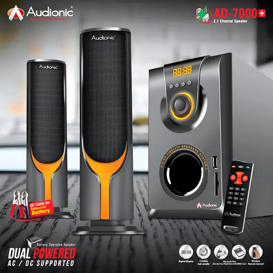 Audionic AD-7000 Plus 2.1 Channel Speakers with 5 Inch Subwoofer