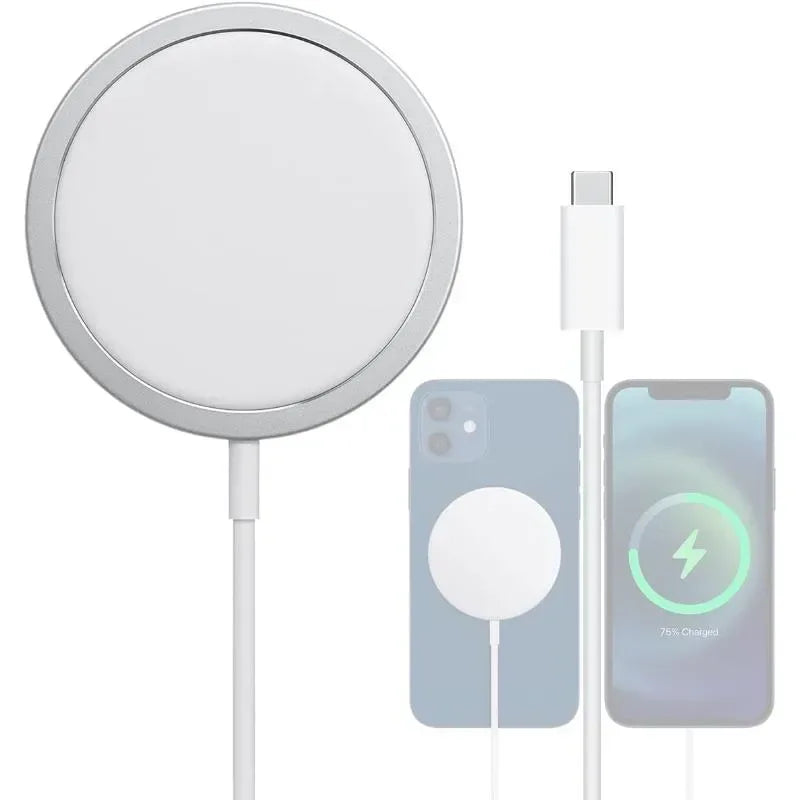 Best Quality Magsafe Qi Enabled Fast Magnetic Wireless Charger 5V 3A - Arfa Mart