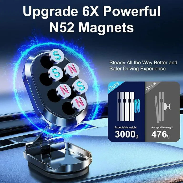 360° Rotatable Mounting Metal Magnetic Car Mobile Stand Folding Phone