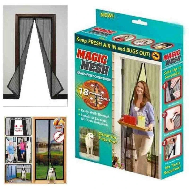 Magic mesh hands-free screen door