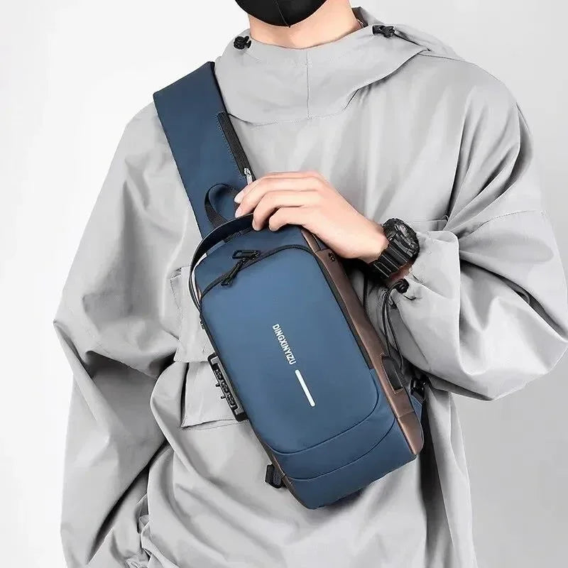 Newest Men Anti Theft Chest Bag Shoulder USB Charging Crossbody Package School Short Trip Messengers Gym Men's Sling Sports - Arfa Mart