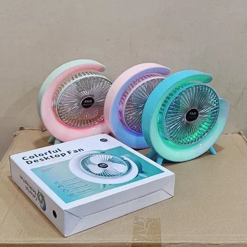 Desktop Silent Desk Fan, Air Circulator Personal Cooling Fan with RGB Lights - Arfa Mart