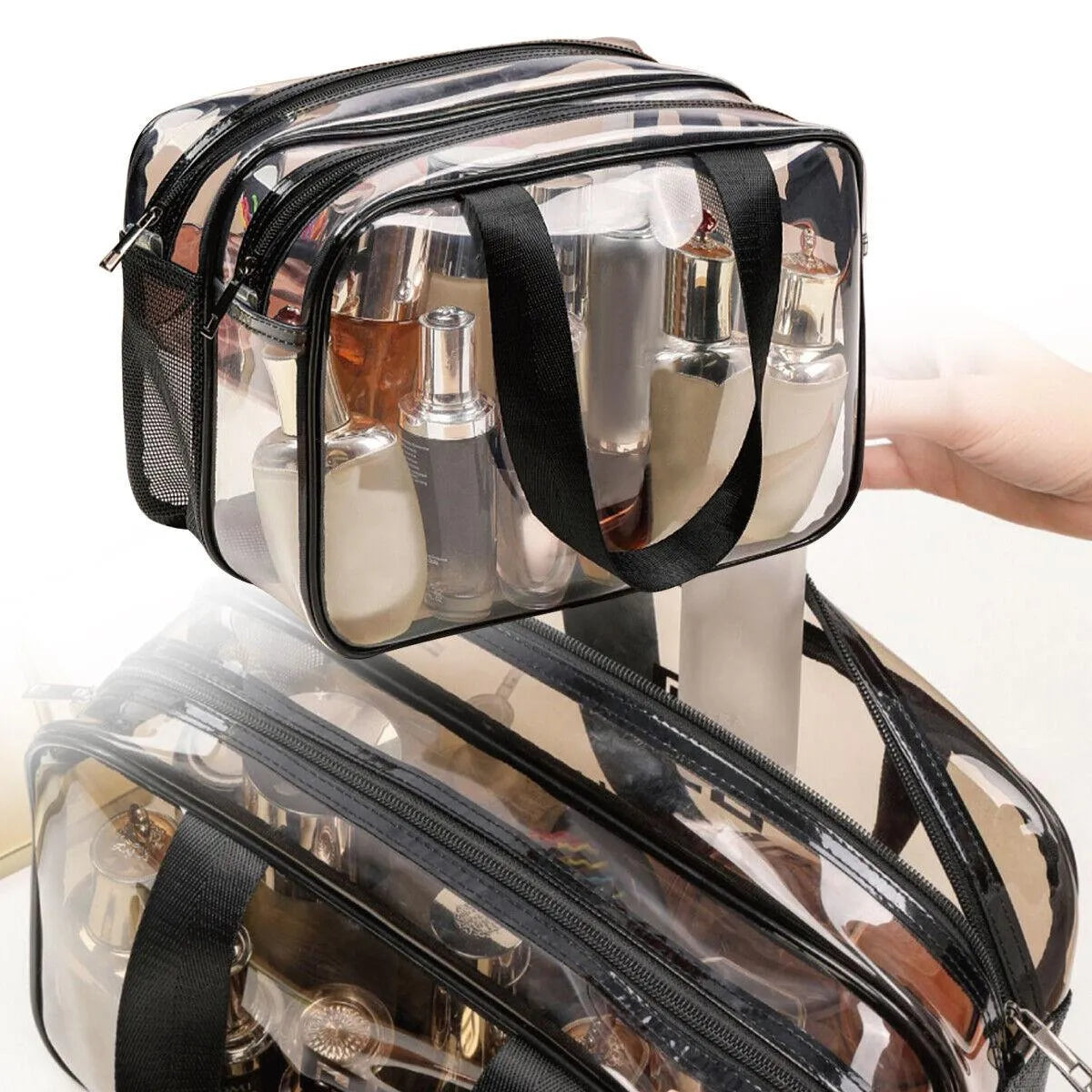 Double Layer Transparent Travel Cosmetic Pouch