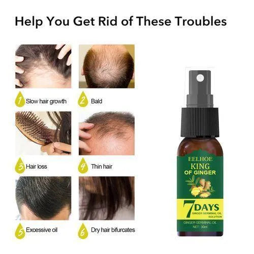 7 Days Ginger Oil Nourish Hair Regrow Fast Hair Fall Control Natural Hair Care Treatment for Hair Regrow