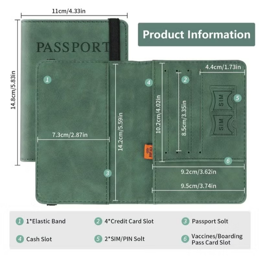 Leather Travel Wallet And Passport Holder Slim Travel Credit Card Pouch