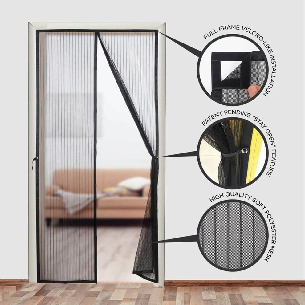 Magic mesh hands-free screen door