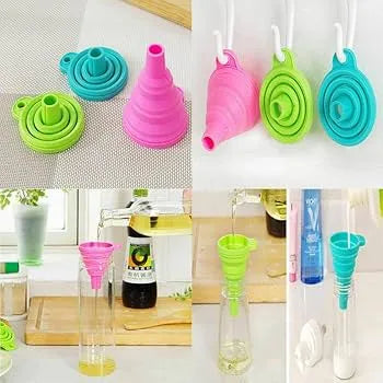3 Pcs Silicone collapsible funnel